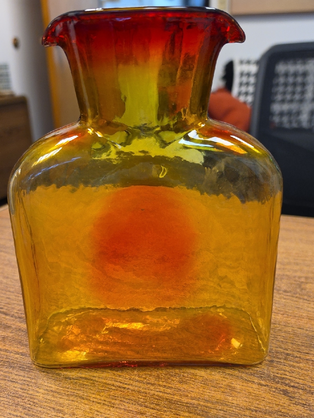 Blenko Amber to Red Gradient Glass Vase
